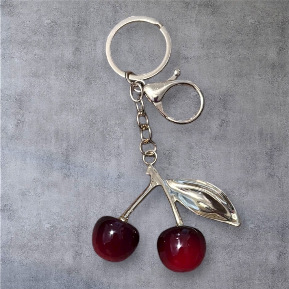 Charming Cherry Key Chain/Bag Charm. Gold or Silver Tone. New